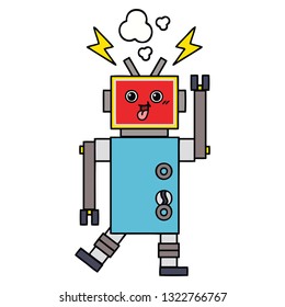 cute cartoon of a crazed robot