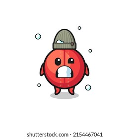 cute cartoon cricket ball with shivering expression , cute design