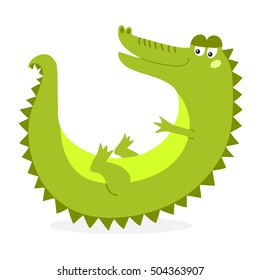 Cute cartoon crocodile character green zoo animal