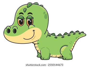 Cute Cartoon Crocodile Character Illustration