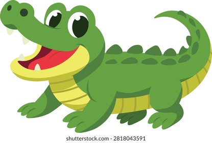 Cute cartoon crocodile character with open mouth vector illustration