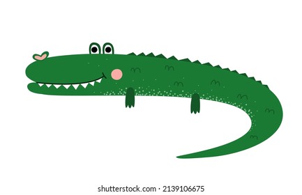 Personaje de cocodrilo de dibujos animados. Ilustración del vector