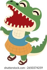 Bonito desenhos animados Crocodile menina mão desenhada