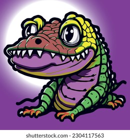 cute cartoon crocodile illustration vector