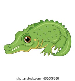 Cute cartoon crocodile. Isolated on white background.