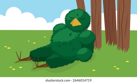 Cute cartoon crocodile sitting in the grass. Vector illustration.