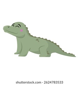 Cute cartoon crocodile smiling. Vector illustration