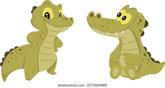 Cute cartoon crocodile. Vector clipart, illustration with isolated background.