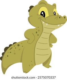 Cute cartoon crocodile. Vector clipart, illustration with isolated background.