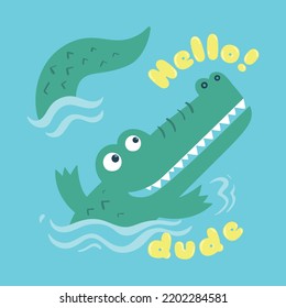 Cute Cartoon Crocodile Vector Illustration