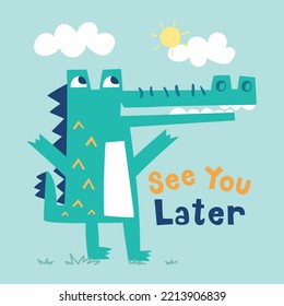 cute cartoon crocodile vector illustration