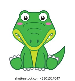 Cute cartoon crocodile. Vector illustration isolated on white background.
