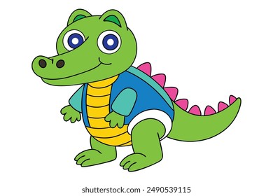 Cute Cartoon Crocodile vector Illustration
