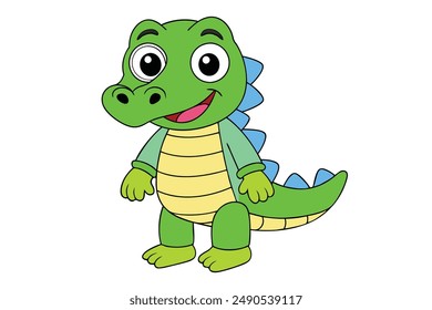 Cute Cartoon Crocodile vector Illustration
