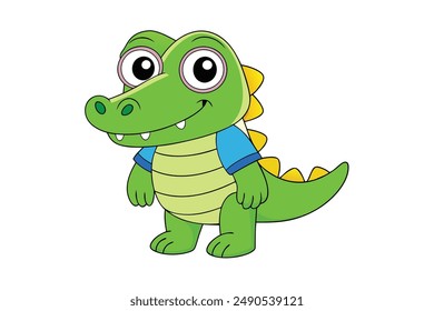 Cute Cartoon Crocodile vector Illustration