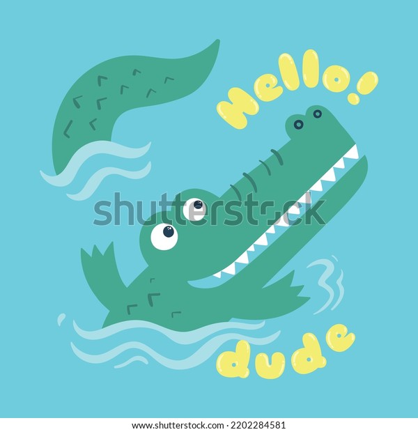 Cute Cartoon
Crocodile Vector
Illustration