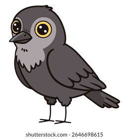 cute cartoon crow character bird animal flat color vector illustration template design