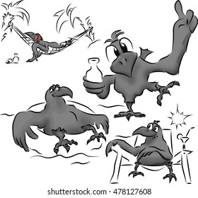 cute cartoon crow relax