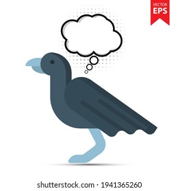 Cute cartoon Crow with thought bubble isolated on white background. Animal symbol for your web site design, logo, app, UI. Eps10 vector illustration.