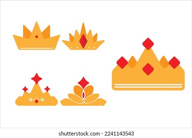 Cute Cartoon Crown Illustration Set