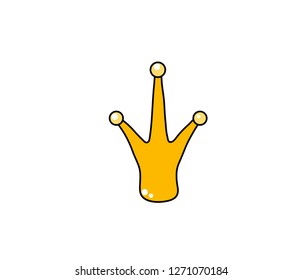 Cute cartoon crown vector on a white background. Cool comic patch illustration.