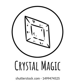 Cute cartoon crystal doodle image. Crystal magic logo. Media highlights graphic icon