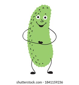 Cute cartoon cucumber. Vector illustration