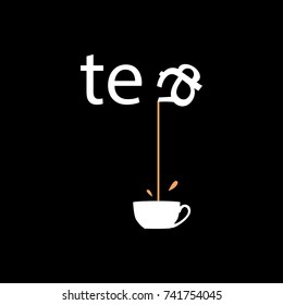 Cute cartoon cup of green tea. Vector illustration