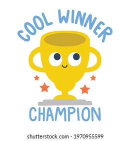 Cute Cartoon Cup Vector Illustration For Kids Apparels
