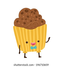 cute cartoon cupcake character