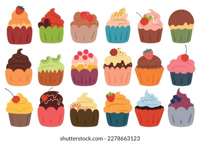 cute cartoon cupcake collection sticker set
