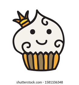 Cute cartoon cupcake. Vector illustration