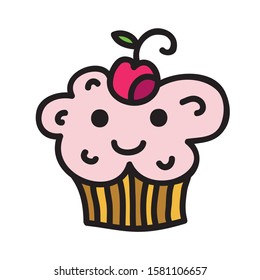 Cute cartoon cupcake. Vector illustration