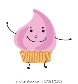 Cute cartoon cupcake. Vector illustration