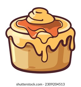 A cute cartoon cupcake with yellow decoration isolated