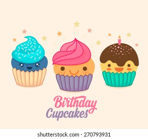 Cute Cartoon Cupcakes 