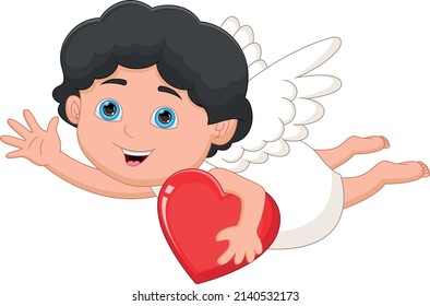 Cute cartoon cupid baby boy with love
