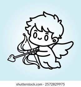 A cute cartoon cupid with a bow and arrow. Perfect for Valentine's Day cards or designs.