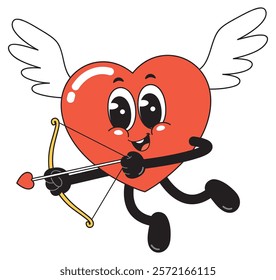 Cute Cartoon cupid Heart Character with Wings