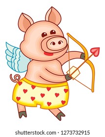 Cute cartoon Cupid pig 