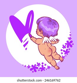Cute cartoon Cupid prints valentines postcards