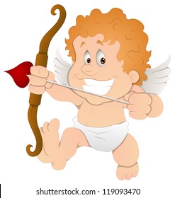 Cute Cartoon Cupid - Vector Illustration