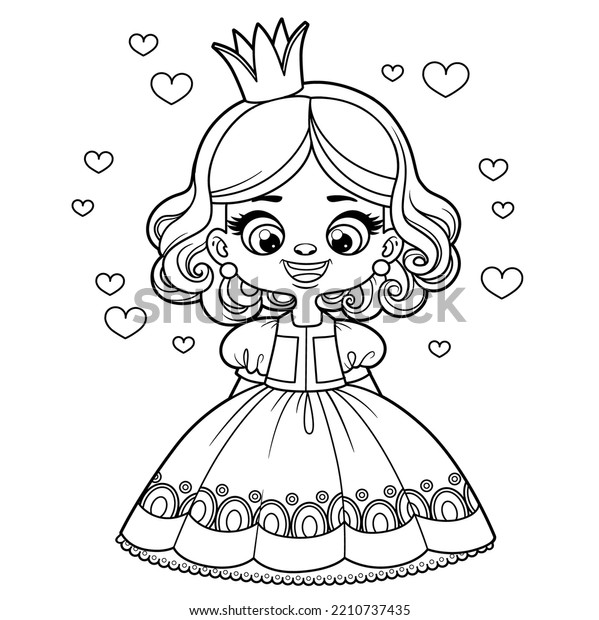 Cute Cartoon Curly Haired Girl Princess Stock Vector (Royalty Free ...