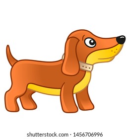 Cute cartoon dachshund dog. Vector illustration of a pet. Isolated animal on a white background for coloring pages, books, children's wallpapers, fabrics and prints on clothes.