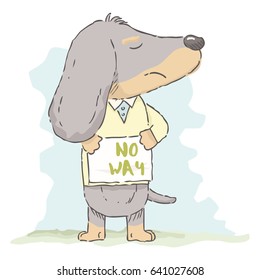 Cute cartoon Dachshund with guilty expression in watercolor style, vector