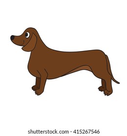 Cute cartoon dachshund isolated on white background. Vector illustration. Eps 10.