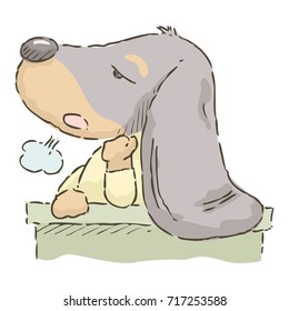 Cute cartoon Dachshund sighs, vector