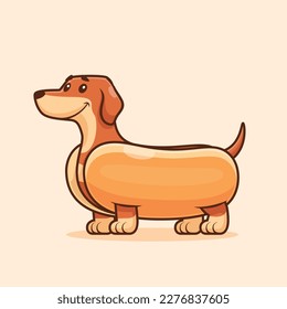 cute cartoon dachshund winnie weenie wiener dog vector illustration