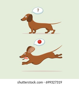  Cute cartoon dachshund.Vector illustration.