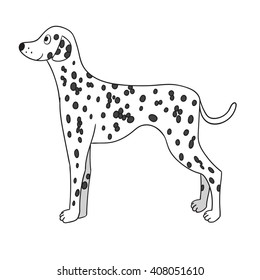 Cute cartoon dalmatian isolated on white background. Funny dog. Best friend. Vector illustration. Eps 10. 